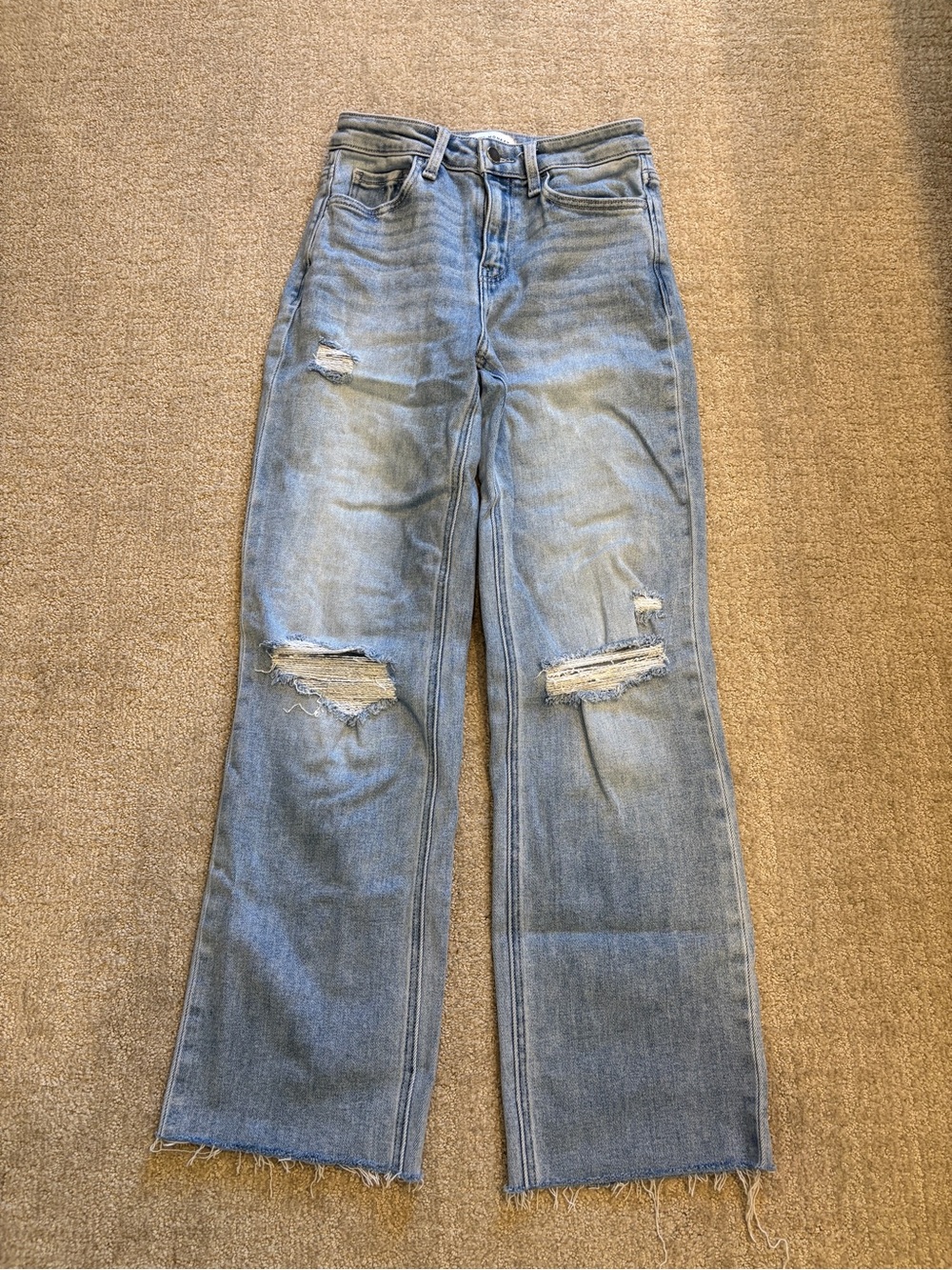 Flying Monkey Distressed High Rise Wide Leg Jeans Raw Hem Size 26